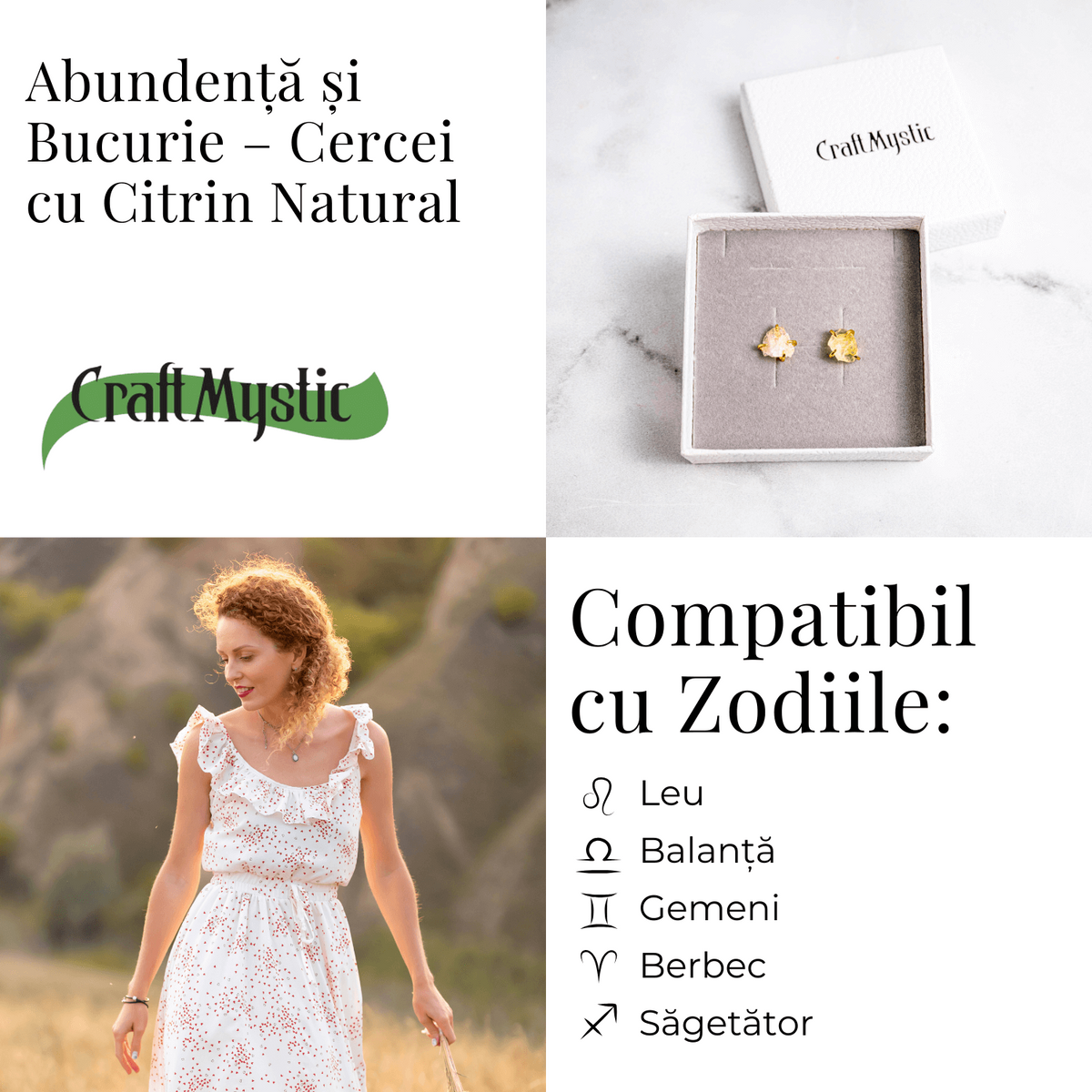 Cercei pentru Abundenta si Bucurie – Citrin Natural