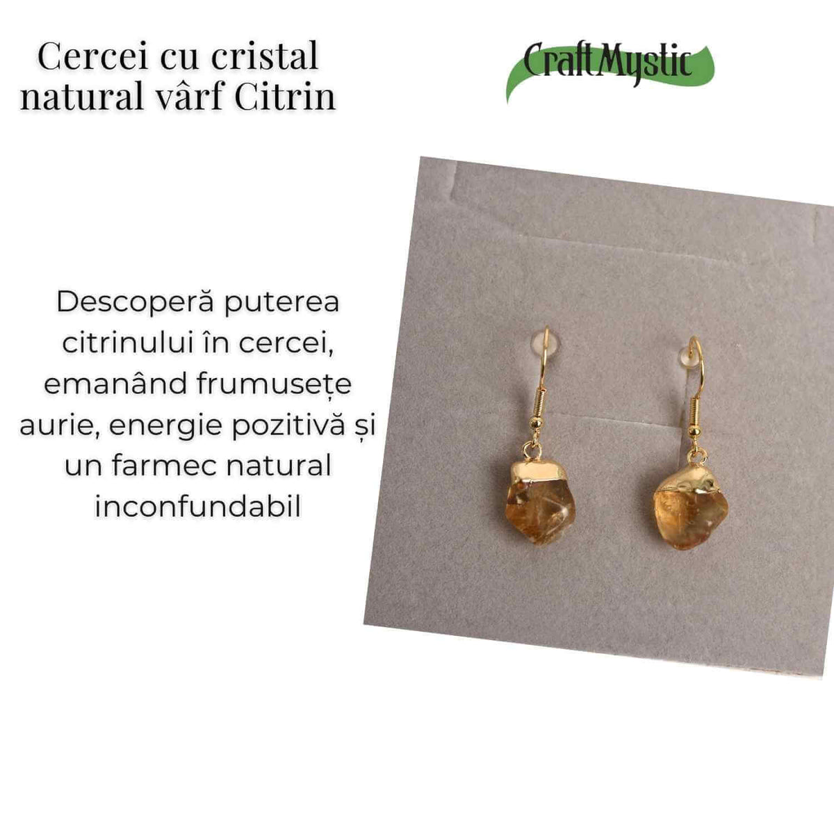 Cercei Aurii cu Citrin Rulat, Eleganta si Energie Pozitiva