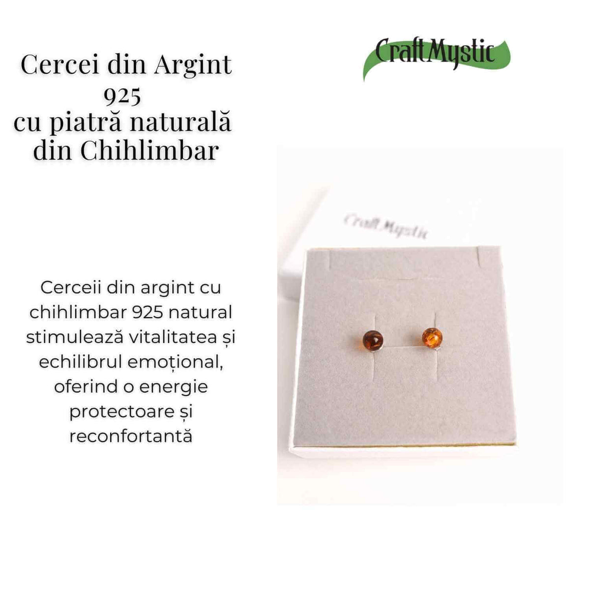 Cercei Argint 925 cu Chihlimbar Bobita