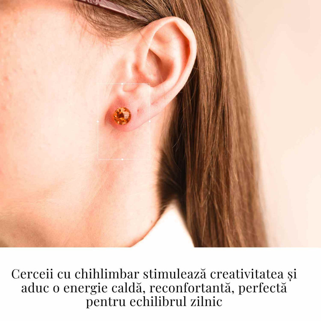 Cercei Argint 925 cu Chihlimbar Bobita