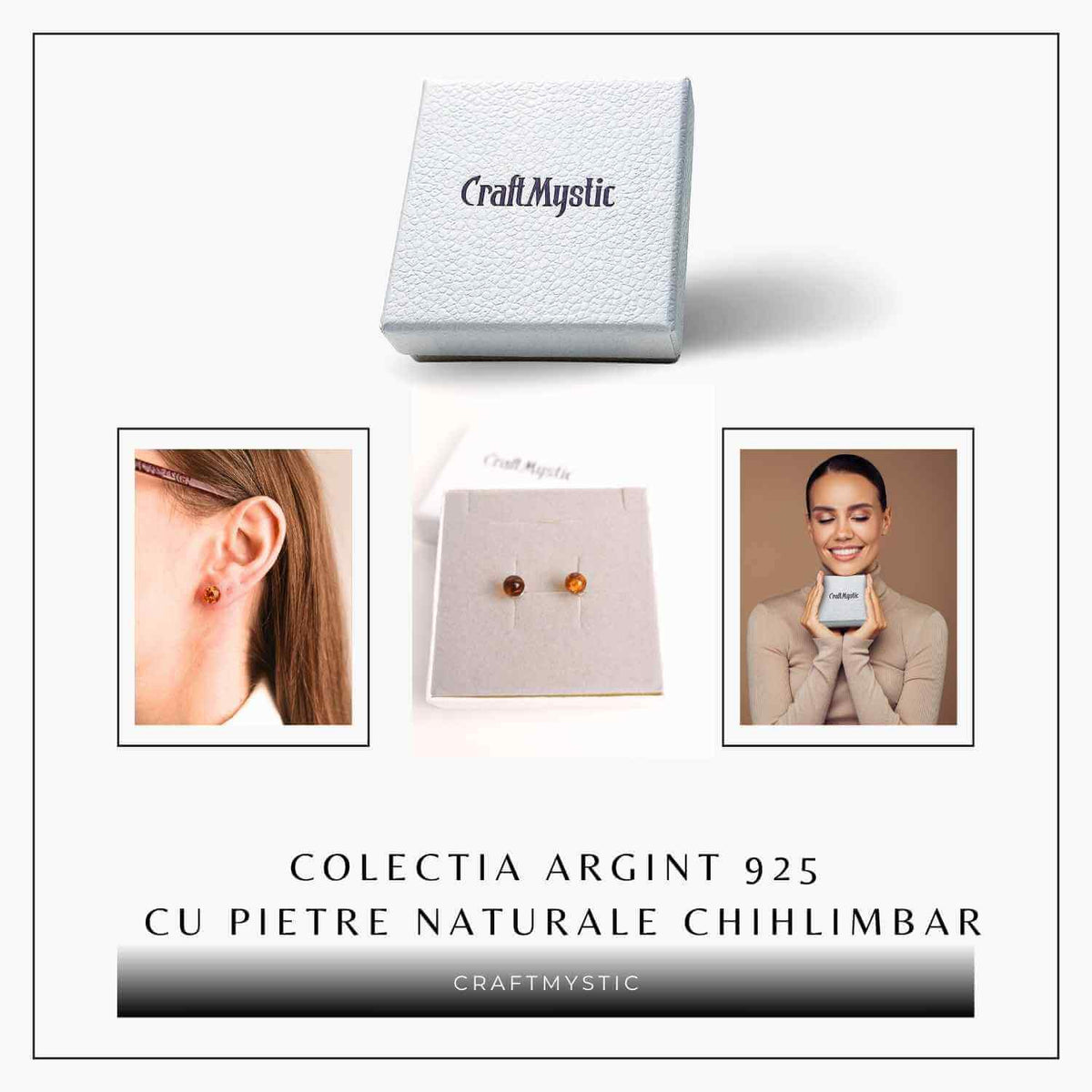 Cercei Argint 925 cu Chihlimbar Bobita