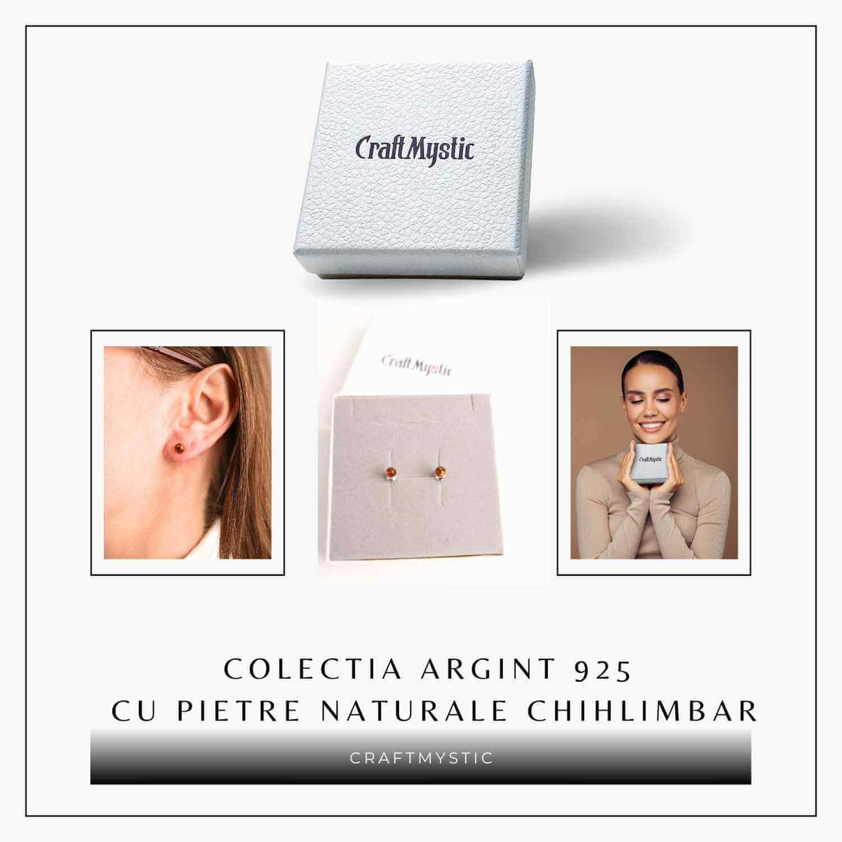 Cercei Argint 925 cu Chihlimbar Bobita