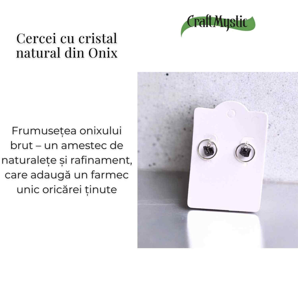 Cercei cu Onix Brut Sferic inchidere pe tija cu opritor – Protectie si Eleganta Naturala