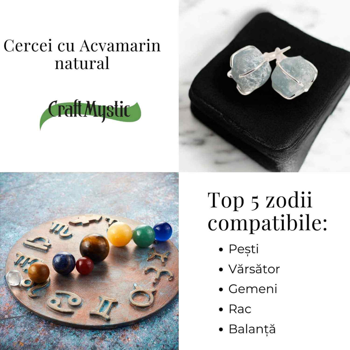 Cercei cu Acvamarin Brut Inchidere Tija cu opritor – Calm si Echilibru pentru Zilnic