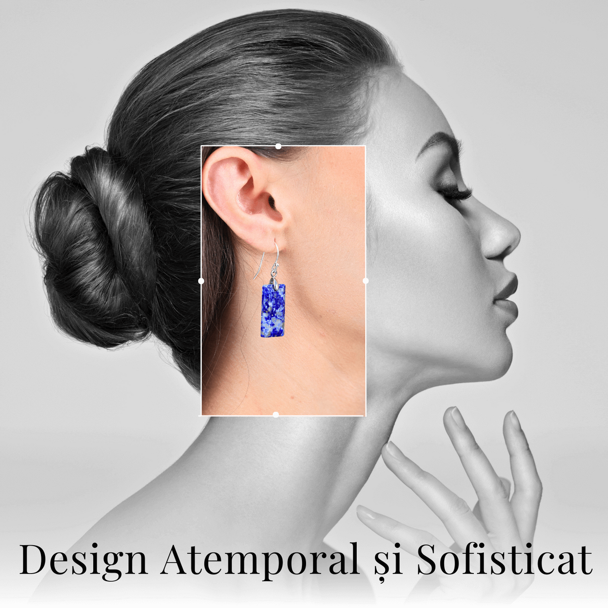 Cercei cu Pietre Semipretioase Lapis Lazuli dreptunghiular,i tortita argintie, pentru claritate si echilibru
