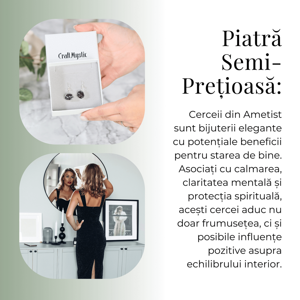 Cercei Argintii cu Ametist druzy
