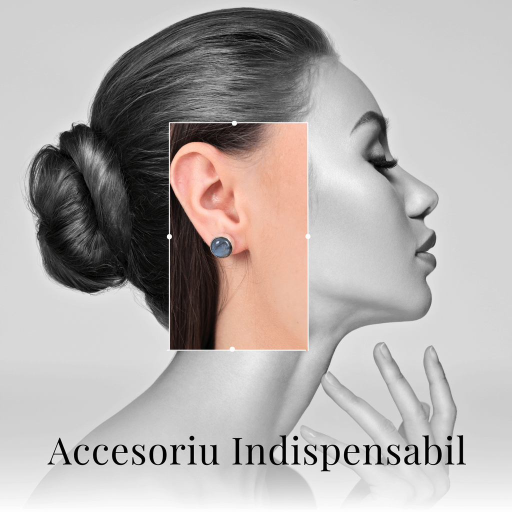 Cercei Eleganti cu piatra Labradorit Natural, inchidere pe surub, pentru echilibru si protectie