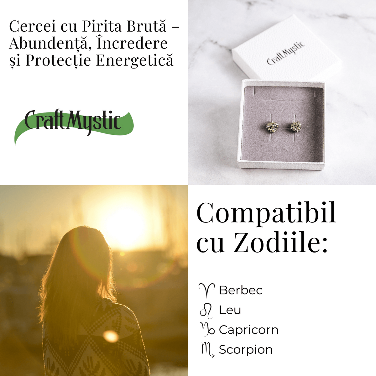 Cercei argintii cu Pirita bruta – Abundenta, incredere si protectie energetica