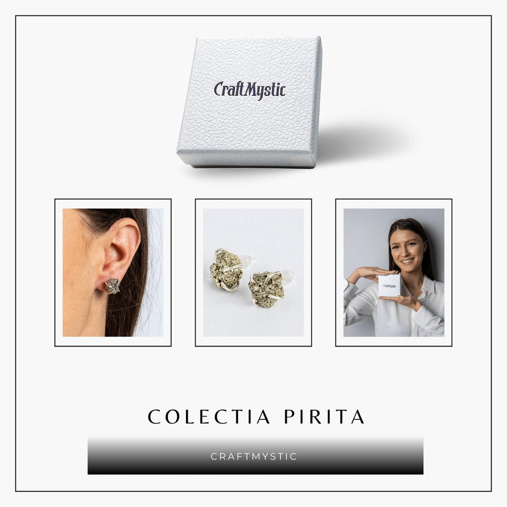 Cercei argintii cu Pirita bruta – Abundenta, incredere si protectie energetica