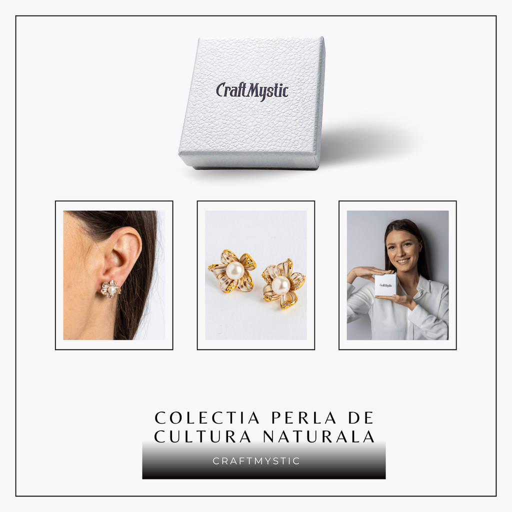 Floare de lumina – Cercei cu perla naturala si design floral