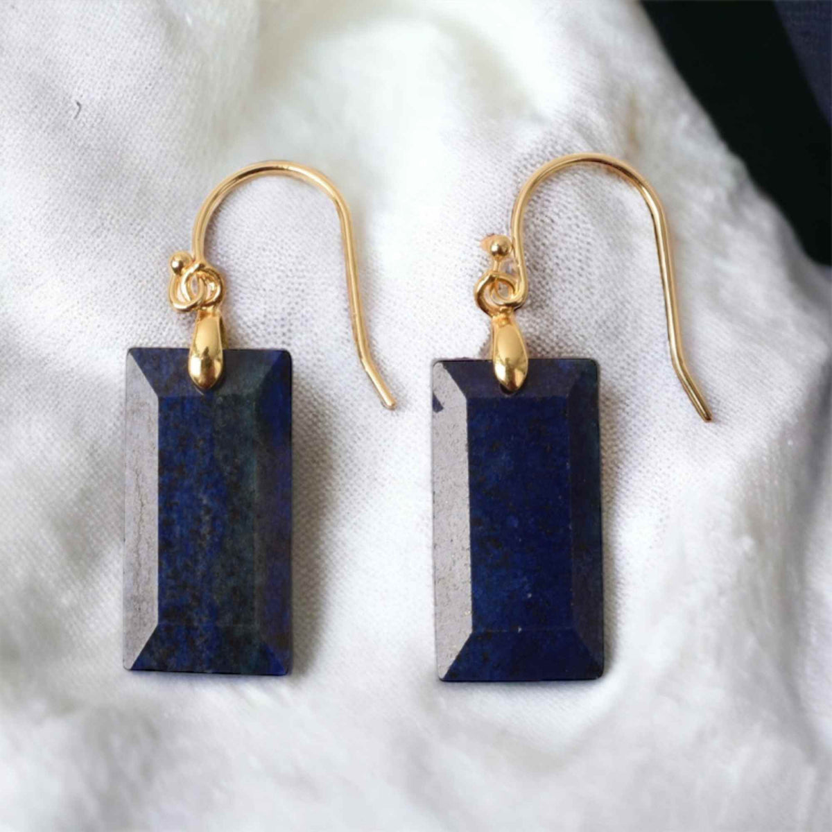 Cercei cu Pietre Semipretioase Lapis Lazuli forma dreptunghiulara Pentru intelepciune, claritate mentala