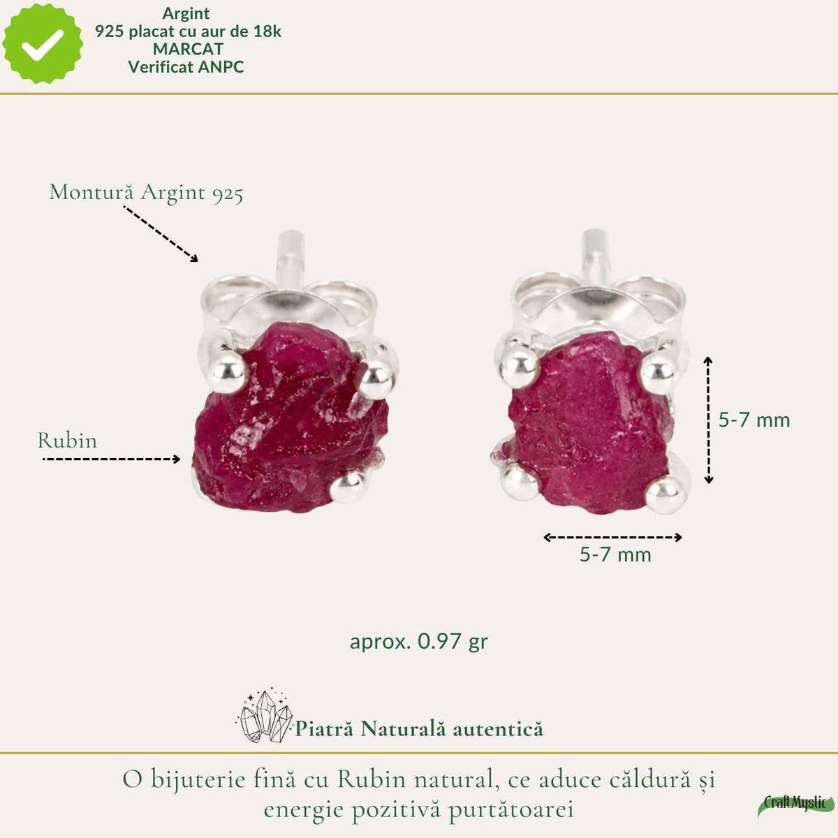 Cercei cu Rubin, Argint 925 – CraftMystic