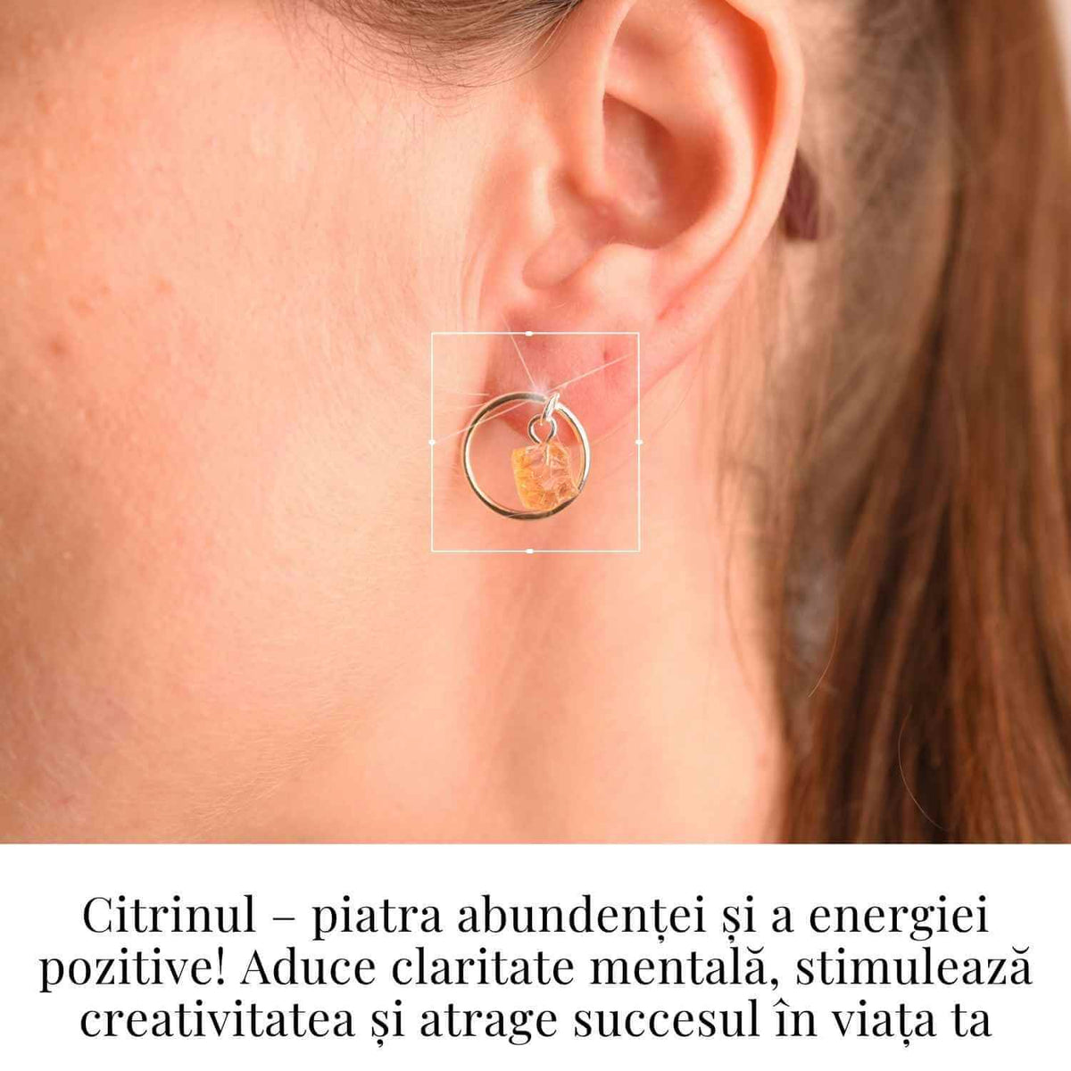 Cercei Sferici cu Citrin Brut – Atrage Energie Pozitiva si Abundenta