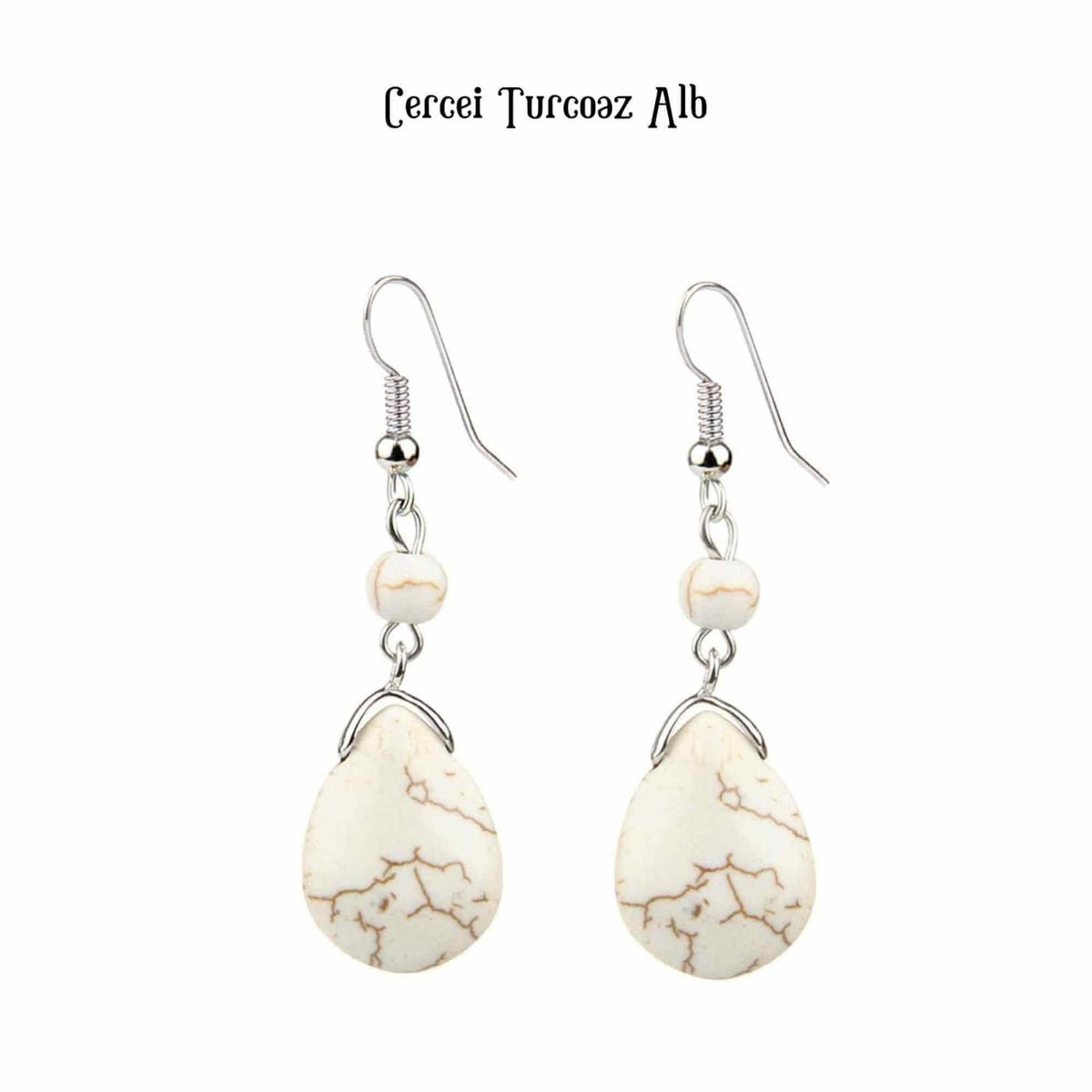Cercei din Turcoaz cu Textura de Temperament Cercei Lungi Bridal in Culoarea Alba