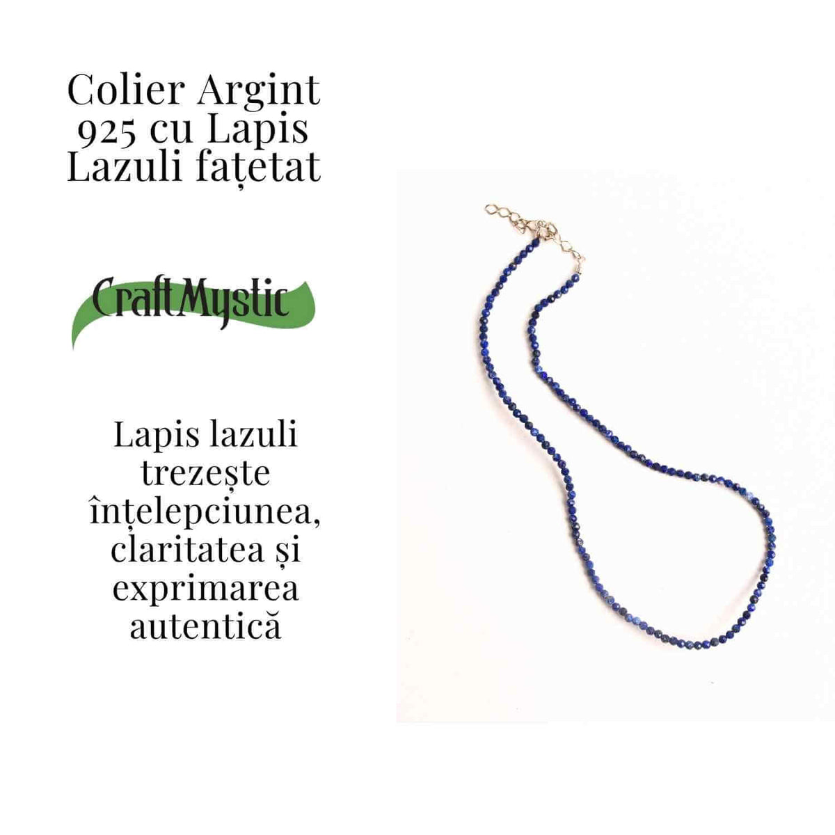 Claritate si Adevar Interior – Colier din Argint 925 cu Lapis Lazuli Fatetat