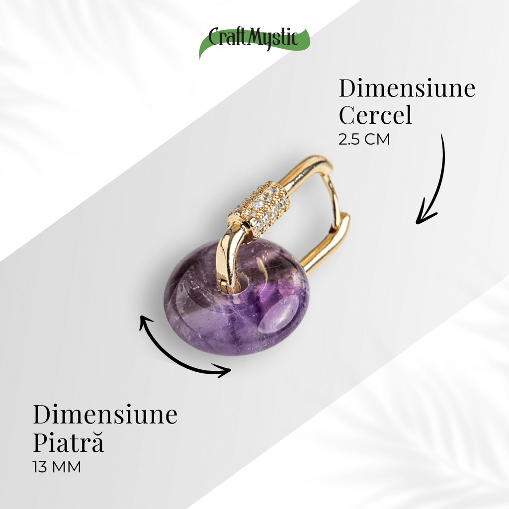 Bijuterie de Liniste – Cercei cu Ametist si design Pi