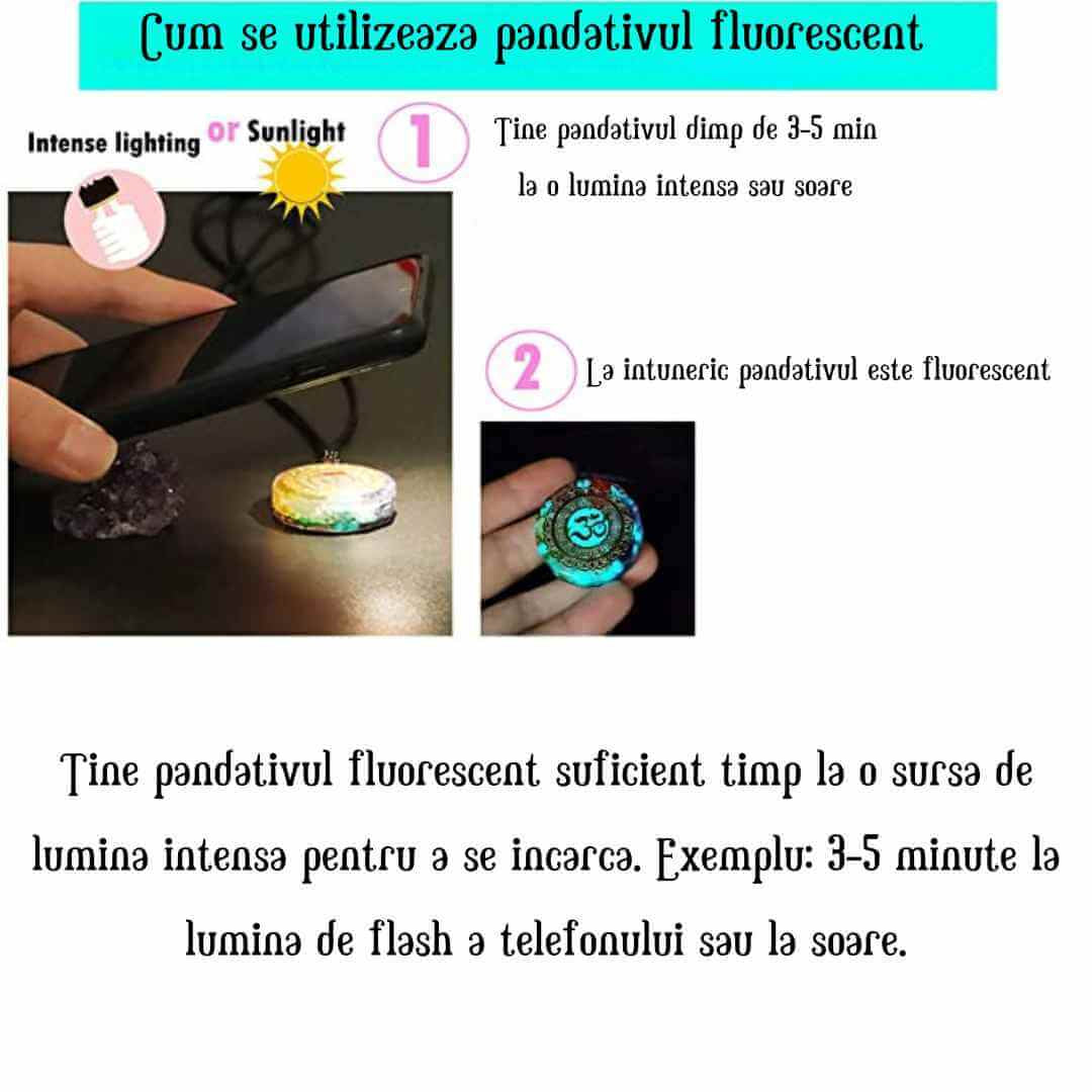 Pandantiv orgonit pentru curatarea si activarea chakrelor cu cristale bionizate Realizat manual