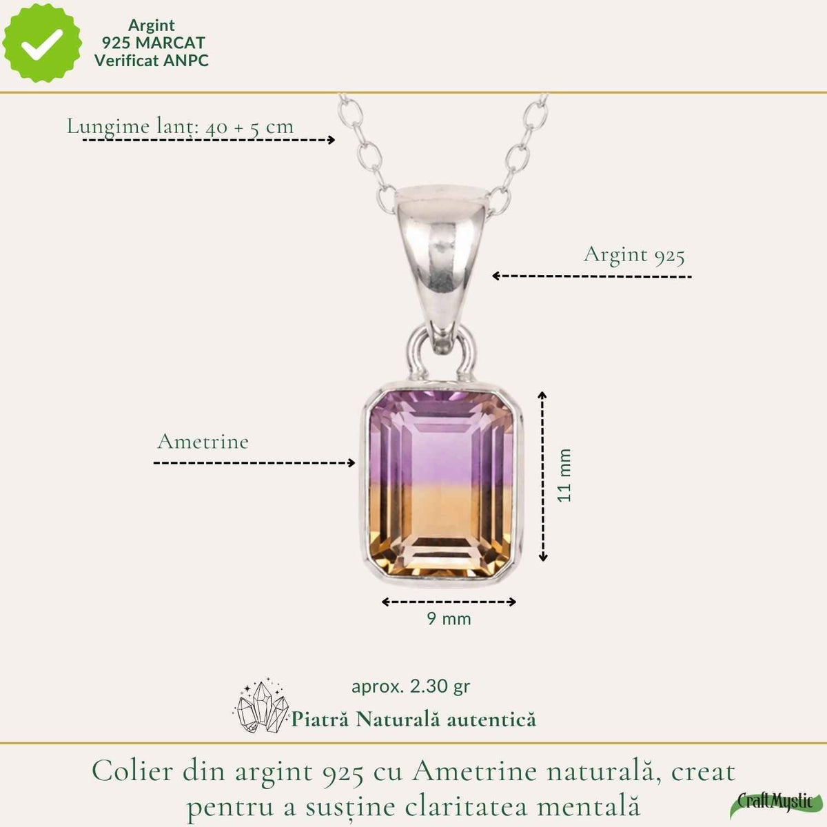 Colier cu Ametrin, Argint 925 – CraftMystic
