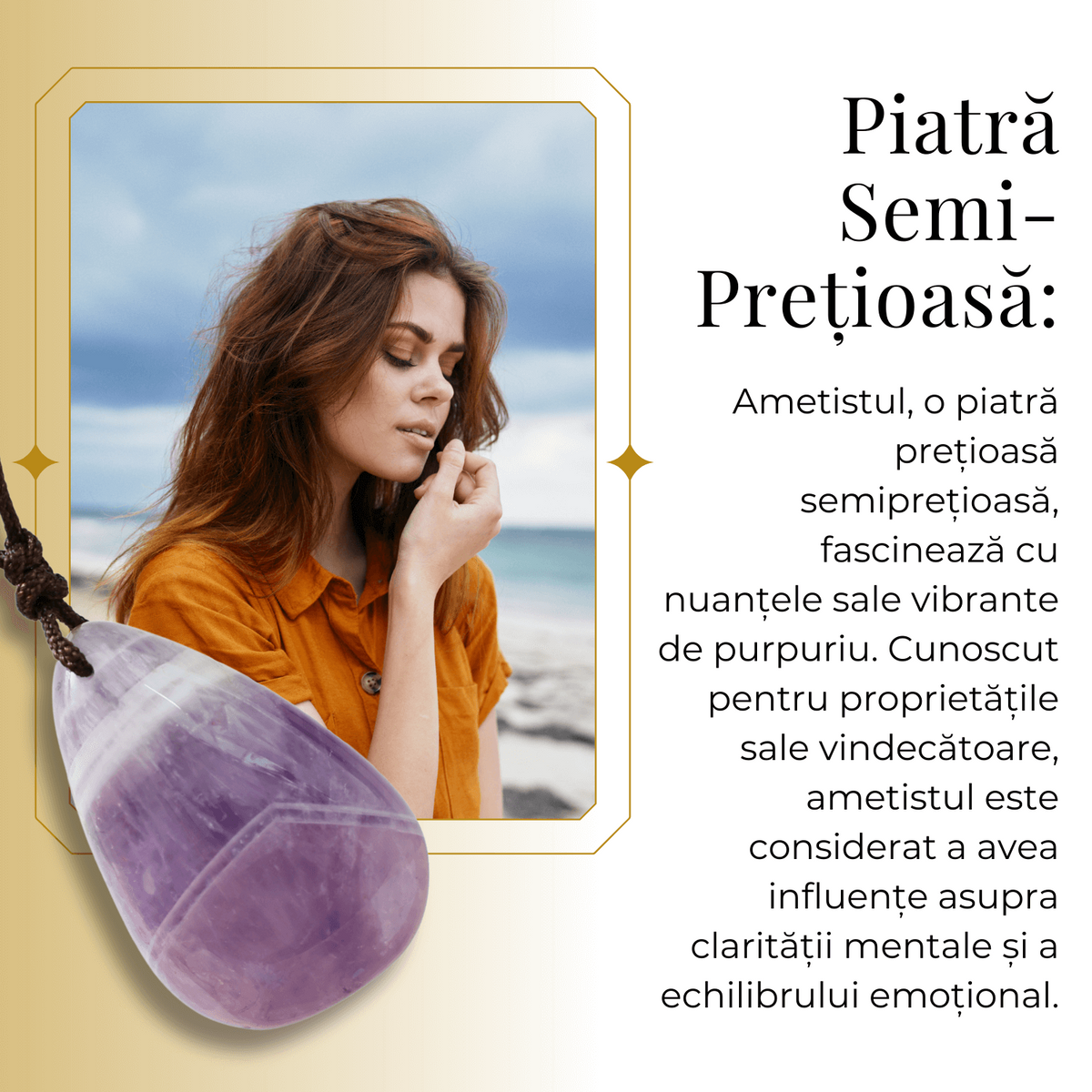 Colier cu Pandantiv din Ametist Chevron Natural in Forma de Ou Yoni, Accesoriu Elegant pentru Femei