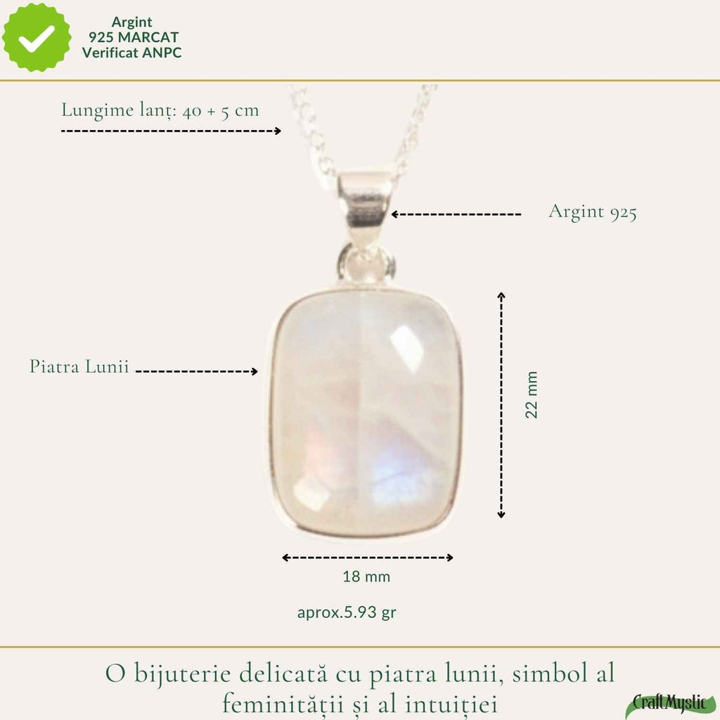 Colier cu Piatra Lunii, Argint 925 – CraftMystic