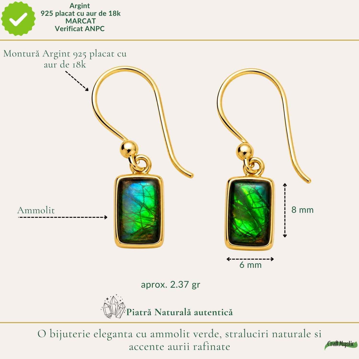 Cercei cu Amolit, Argint 925 – CraftMystic