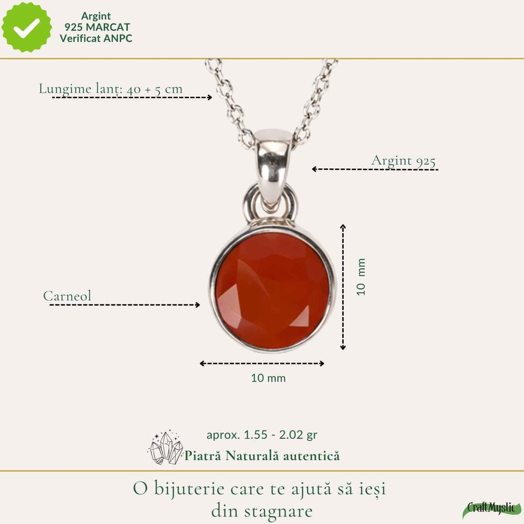 Colier cu Carneol, Argint 925 – CraftMystic