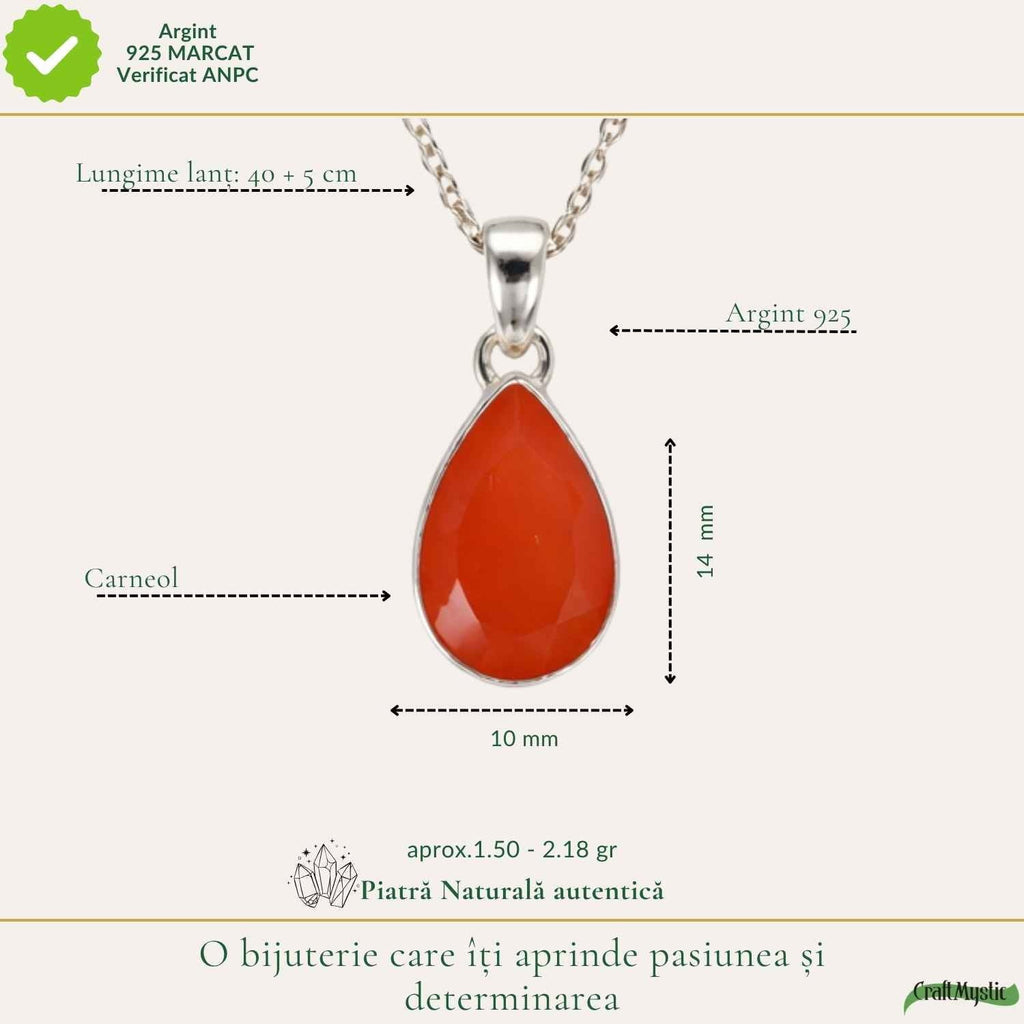 Colier cu Carneol, Argint 925 – CraftMystic