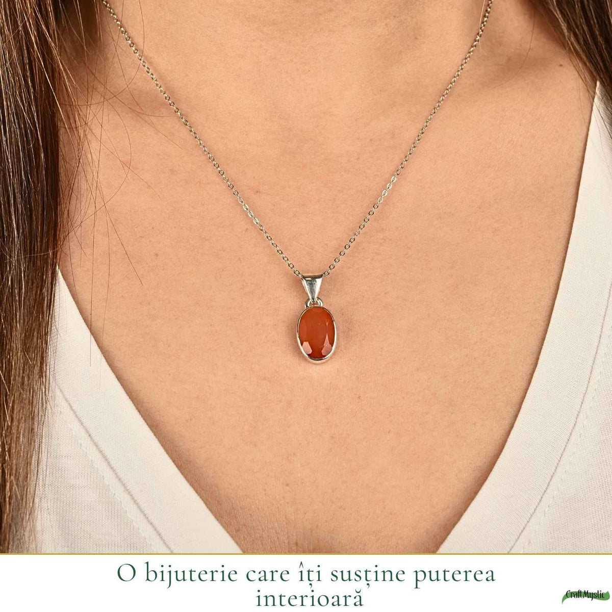 Colier cu Carneol, Argint 925 – CraftMystic