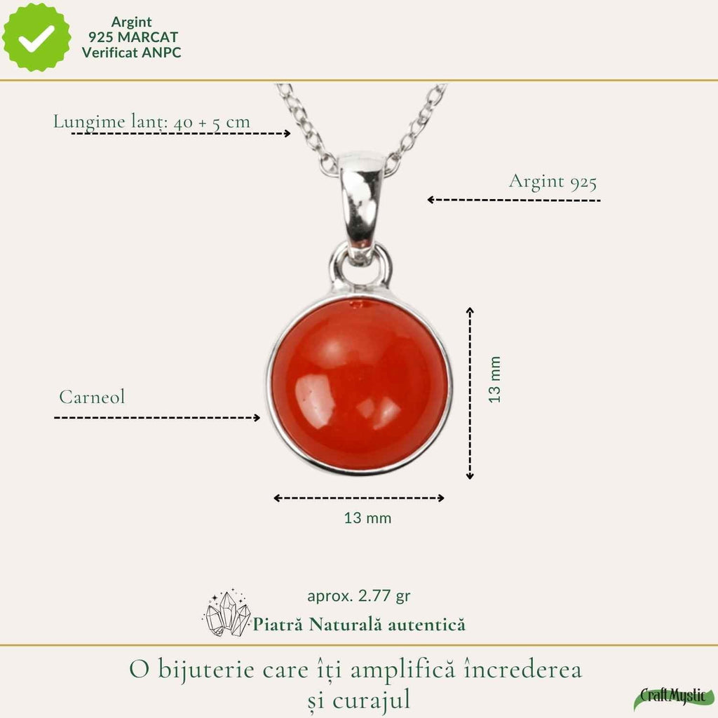 Colier cu Carneol, Argint 925 – CraftMystic