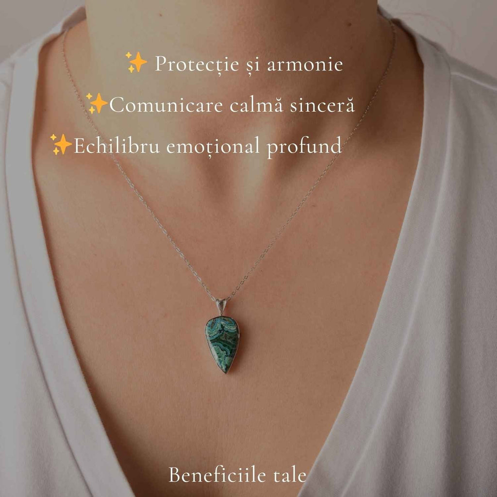 Colier cu Malachit și Crisocol, Argint 925 – CraftMystic