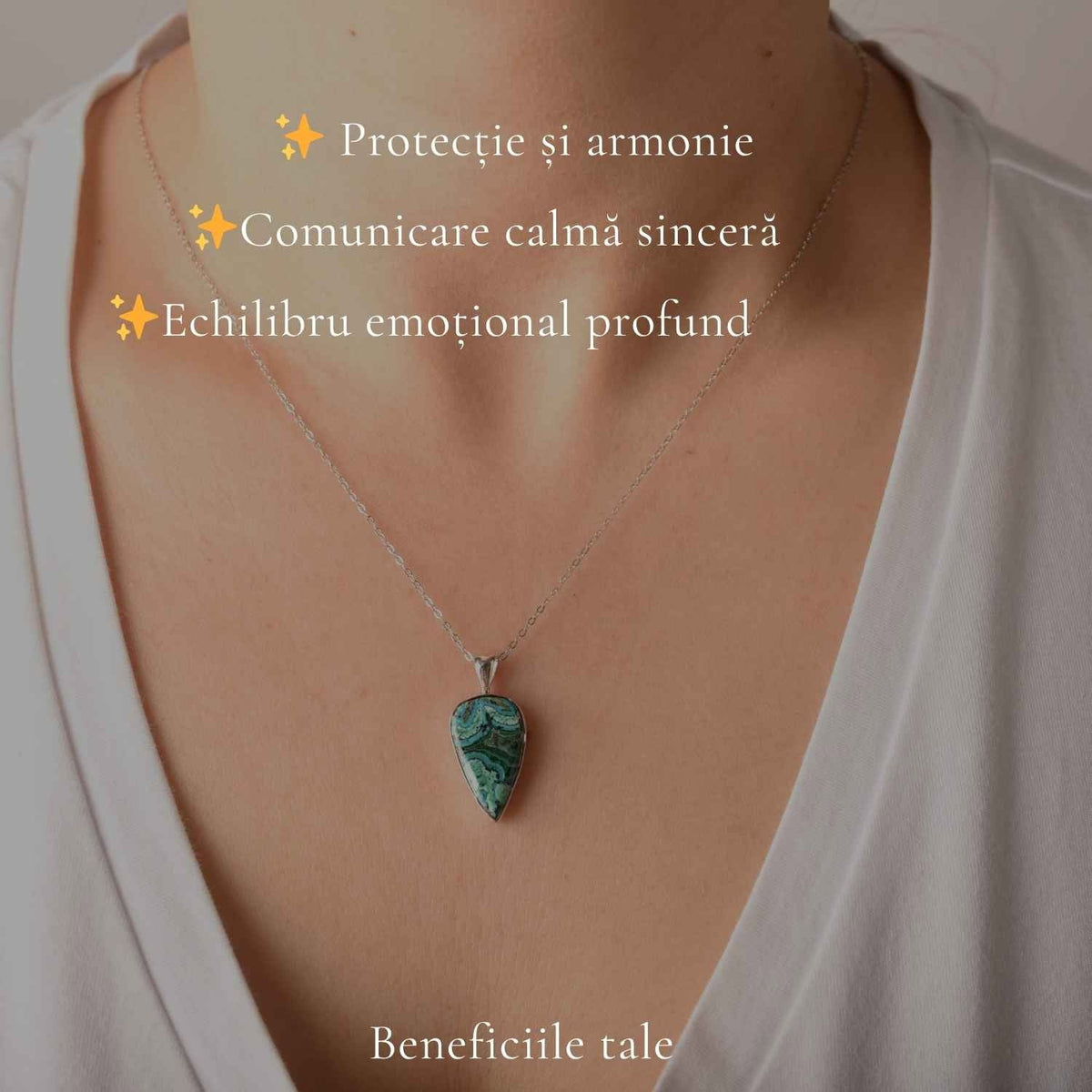 Colier cu Malachit și Crisocol, Argint 925 – CraftMystic