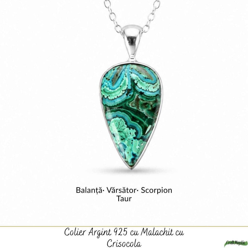 Colier cu Malachit și Crisocol, Argint 925 – CraftMystic
