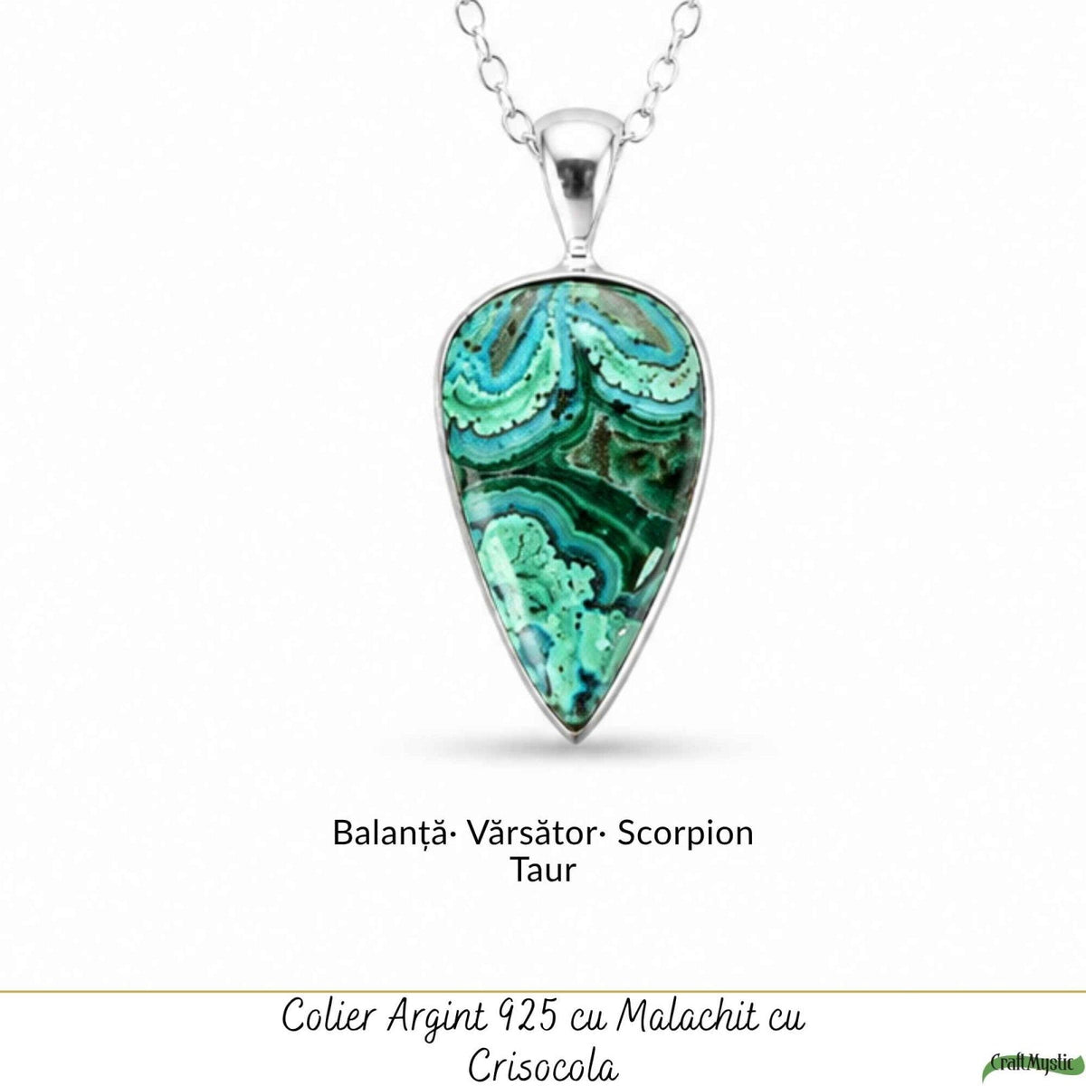 Colier cu Malachit și Crisocol, Argint 925 – CraftMystic