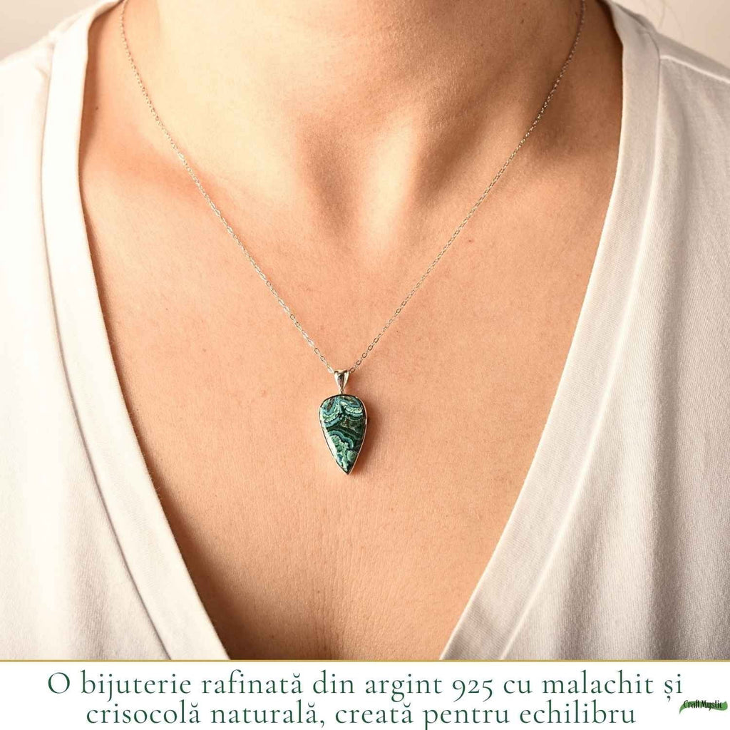 Colier cu Malachit și Crisocol, Argint 925 – CraftMystic