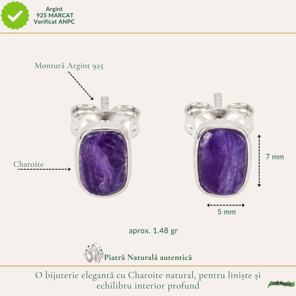 Cercei cu Charoit, Argint 925 – CraftMystic