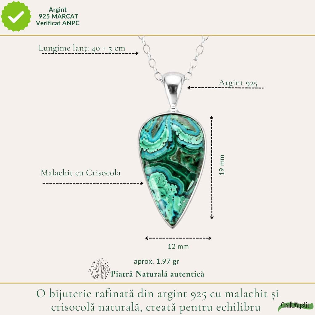 Colier cu Malachit și Crisocol, Argint 925 – CraftMystic