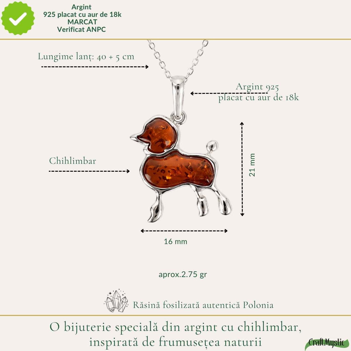 Colier cu Chihlimbar, Argint 925 – CraftMystic