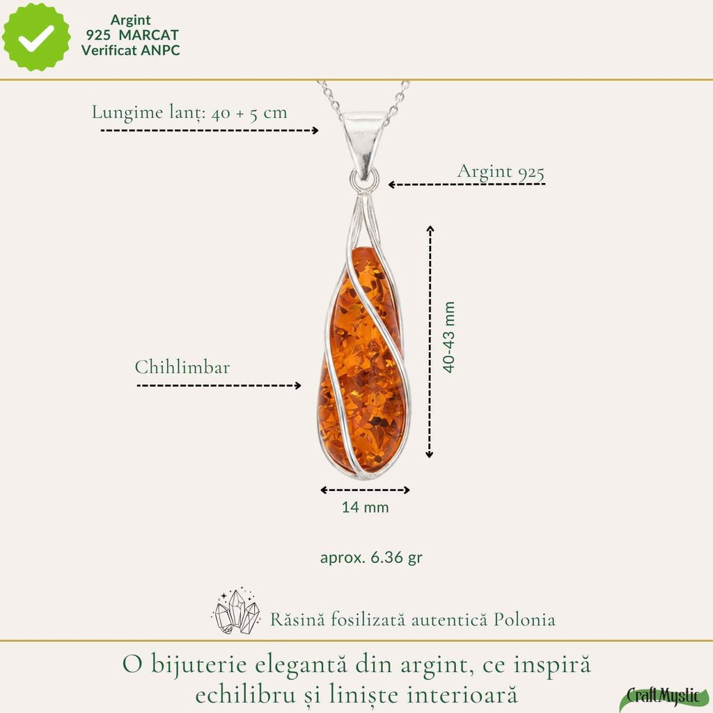 Colier cu Chihlimbar, Argint 925 – CraftMystic