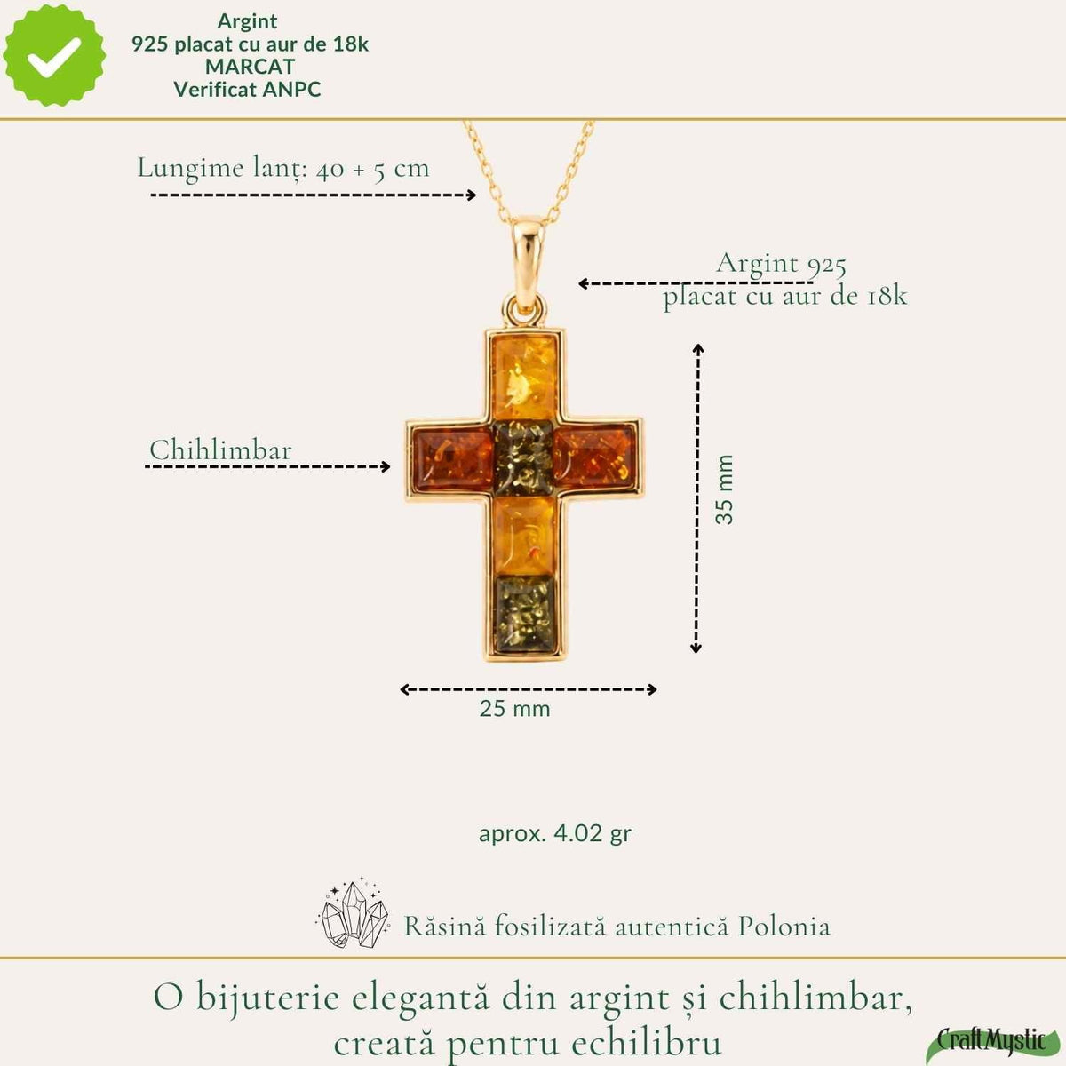 Colier cu Chihlimbar, Argint 925 – CraftMystic