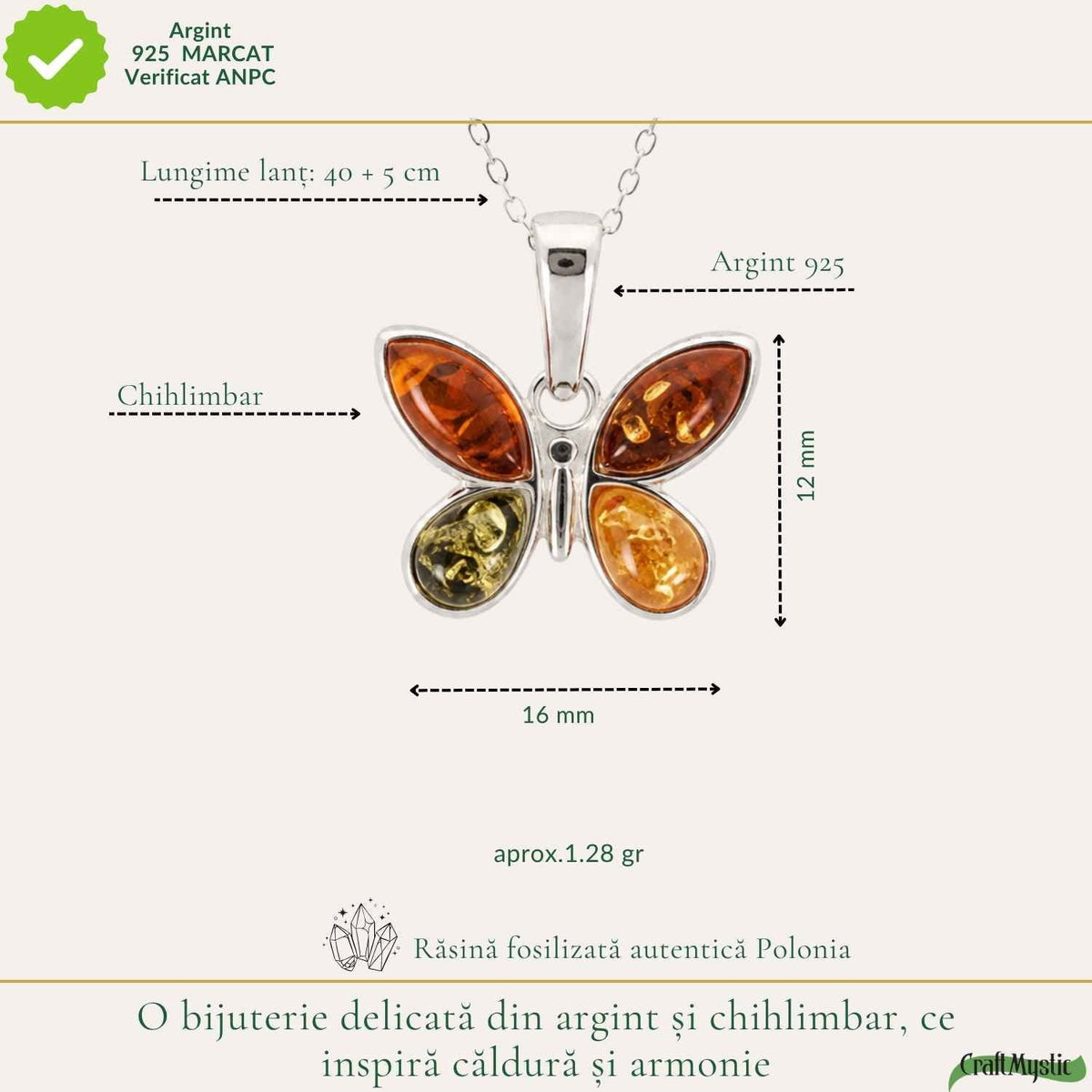 Colier cu Chihlimbar, Argint 925 – CraftMystic