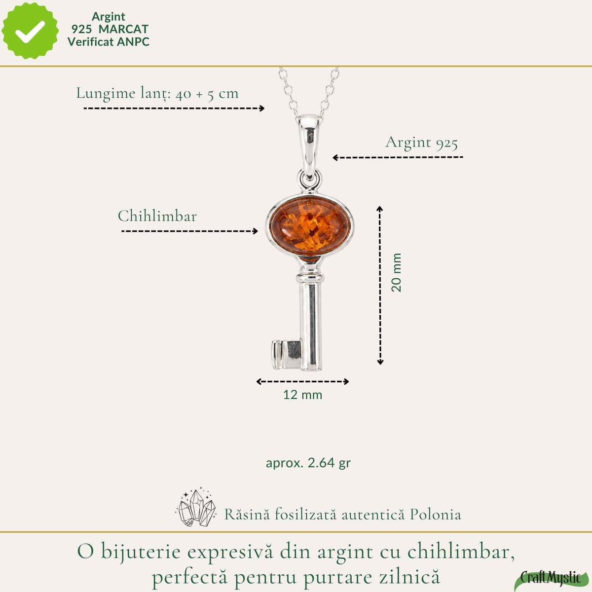 Colier cu Chihlimbar, Argint 925 – CraftMystic