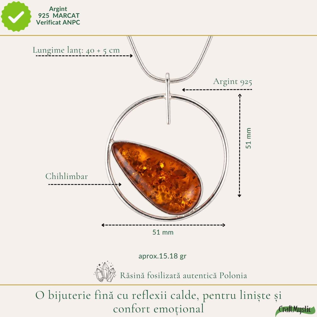 Colier cu Chihlimbar, Argint 925 – CraftMystic