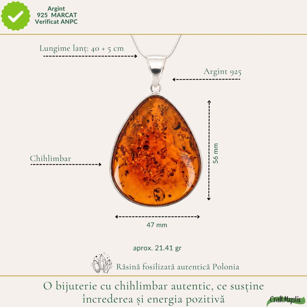 Colier cu Chihlimbar, Argint 925 – CraftMystic