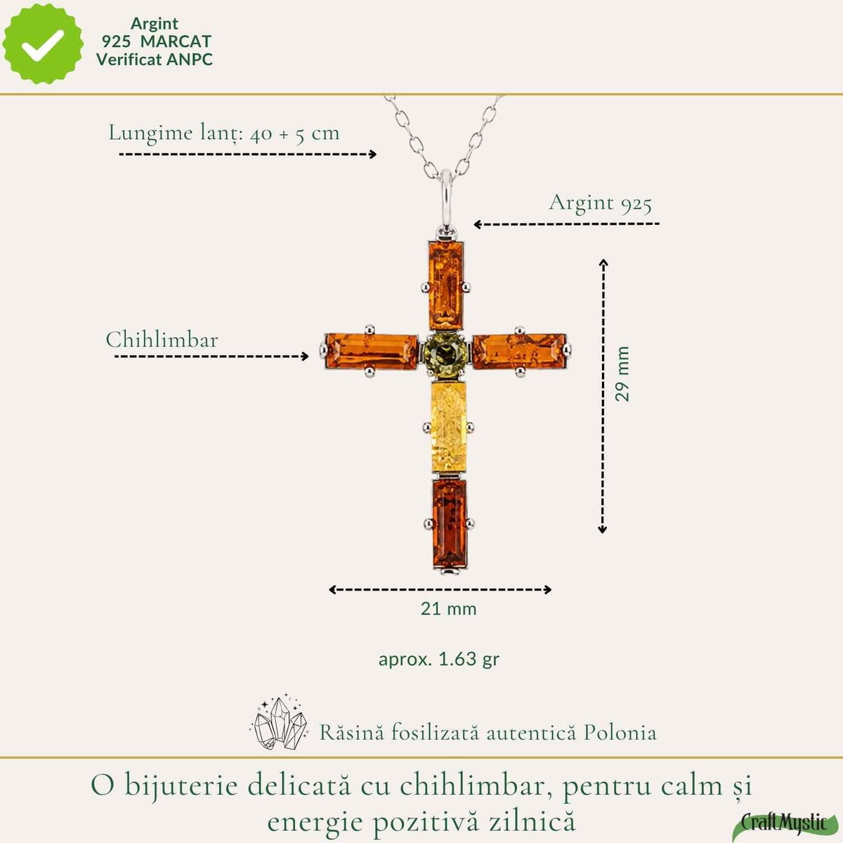 Colier cu Chihlimbar, Argint 925 – CraftMystic