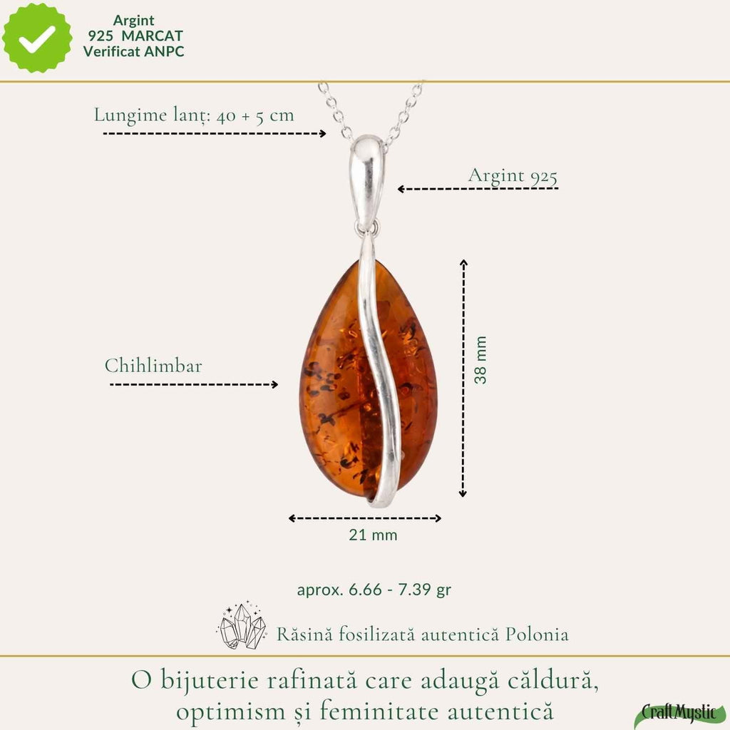 Colier cu Chihlimbar, Argint 925 – CraftMystic