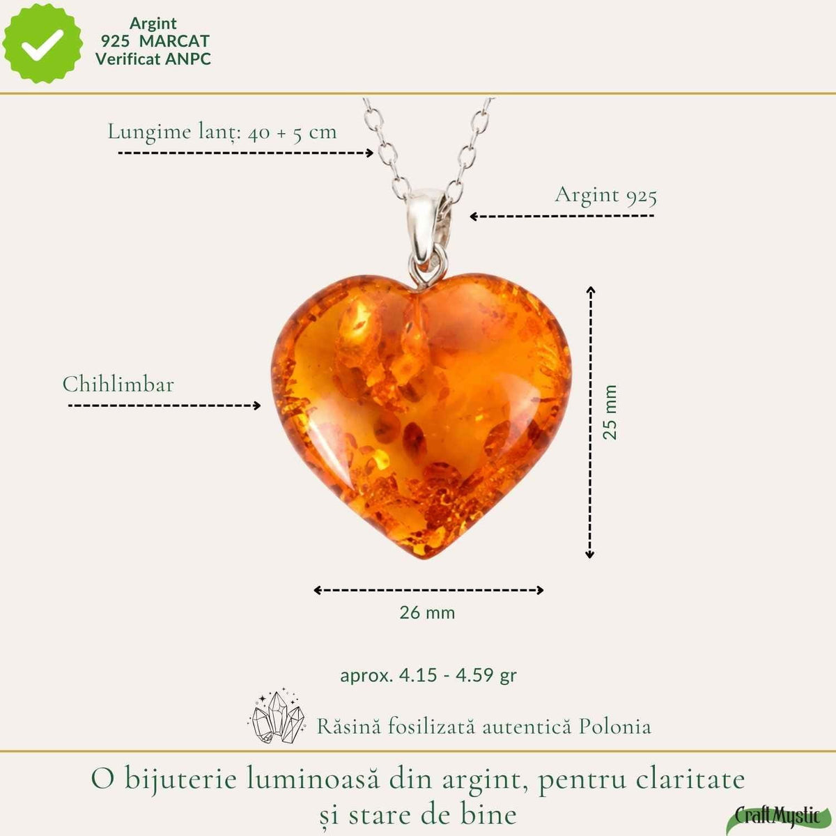 Colier cu Chihlimbar, Argint 925 – CraftMystic