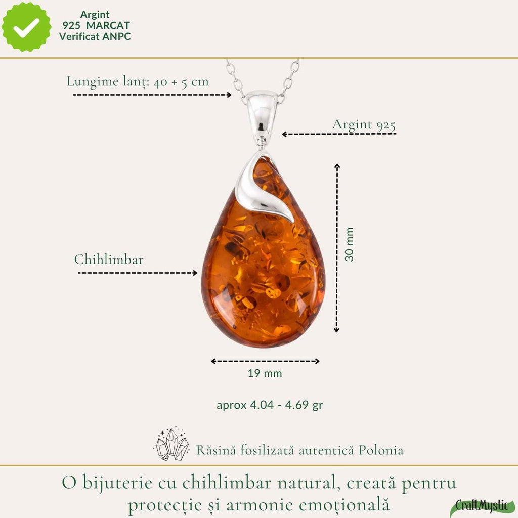 Colier cu Chihlimbar, Argint 925 – CraftMystic