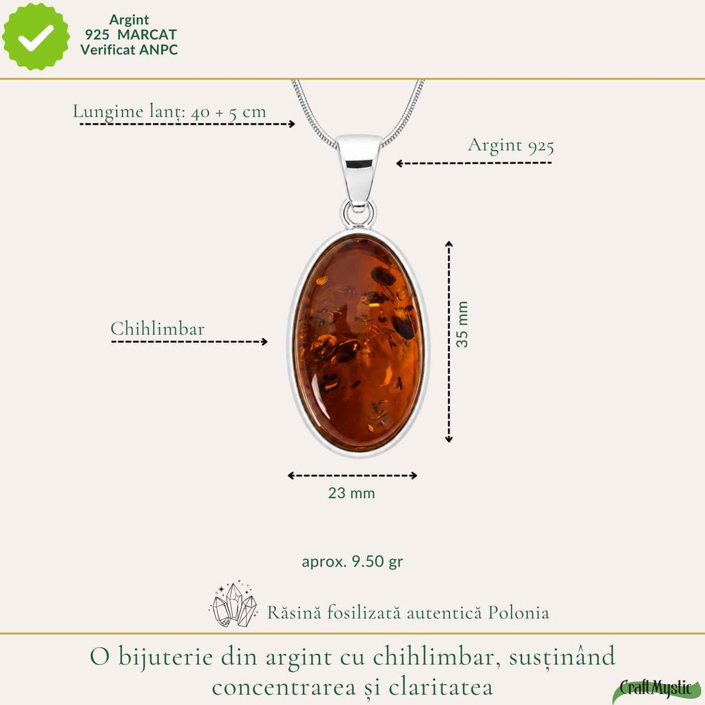 Colier cu Chihlimbar, Argint 925 – CraftMystic