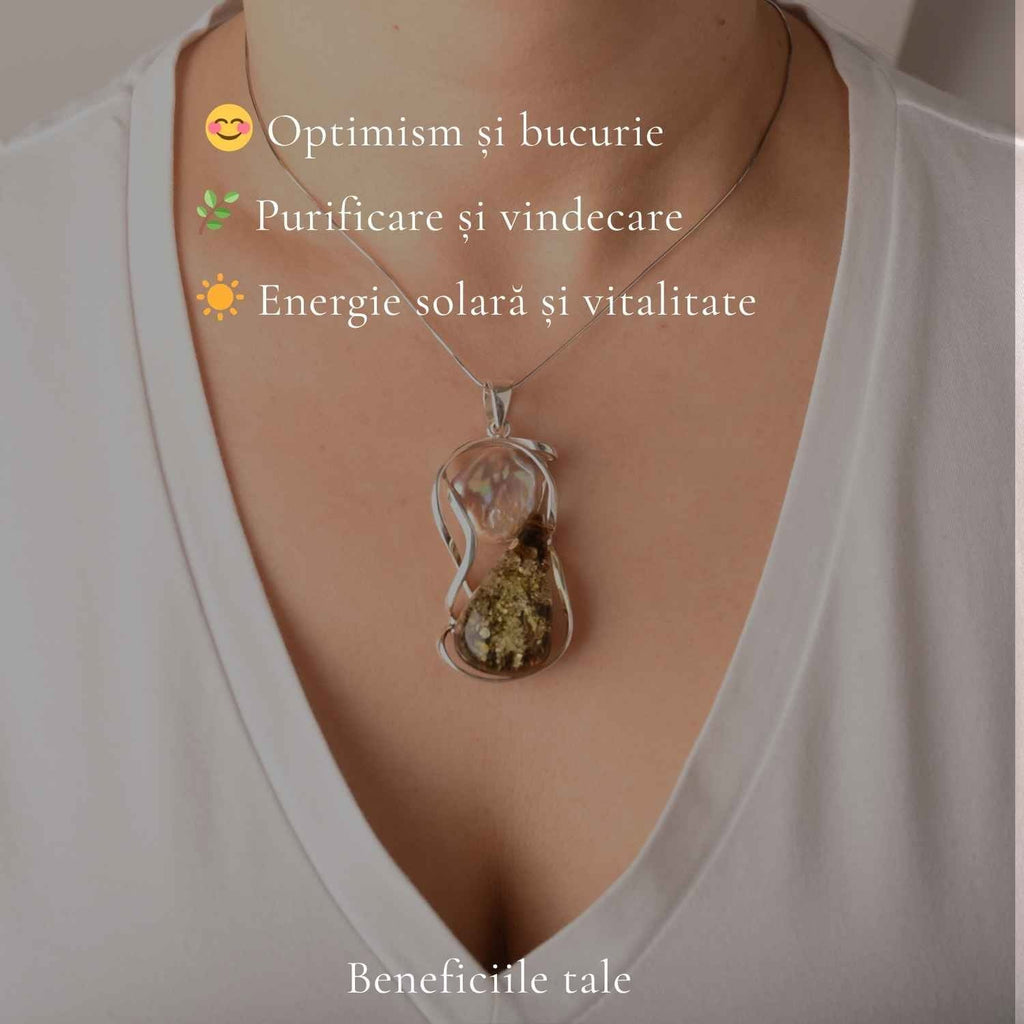 Colier cu Chihlimbar și Perlă, Argint 925 – CraftMystic