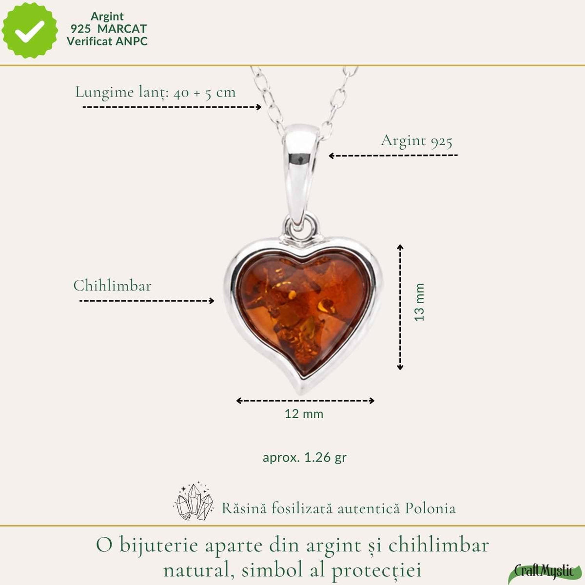 Colier cu Chihlimbar, Argint 925 – CraftMystic